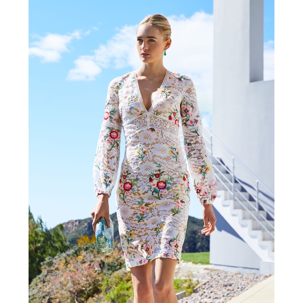 Badgley Mischka Lace Boho Cocktail Dress - Picture 3 of 12